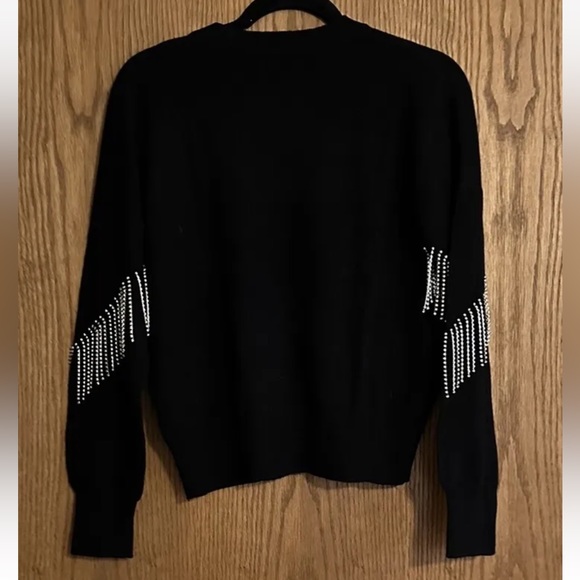 Aqua Cashmere Sweater - Black And Rhinestones- Size Small - New With Tags - Picture 2 of 2